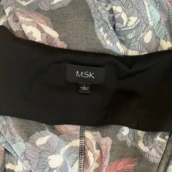 MSK Womens Multicolor Floral Cold Shoulder Bell Sleeve Knee Length Shift Dress L - Picture 8 of 10